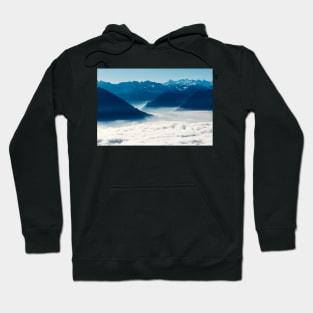 Mountains of Switzerland - Sunny Central Swiss Alpine Panorama With Fog of Sea Hoodie